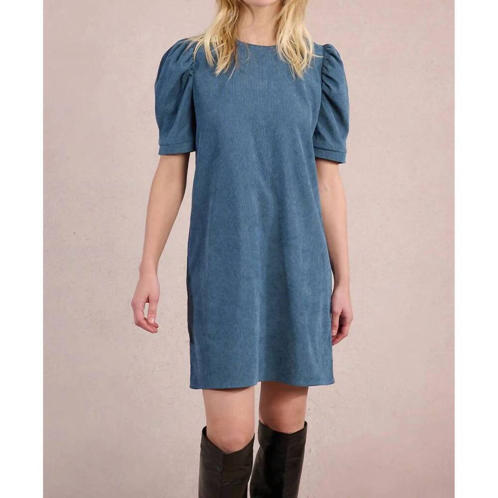 NEW MOLLY BRACKEN mini corduroy dress in denim